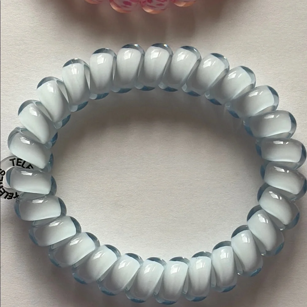 Teleties Pink and White Spiral Hair Ties